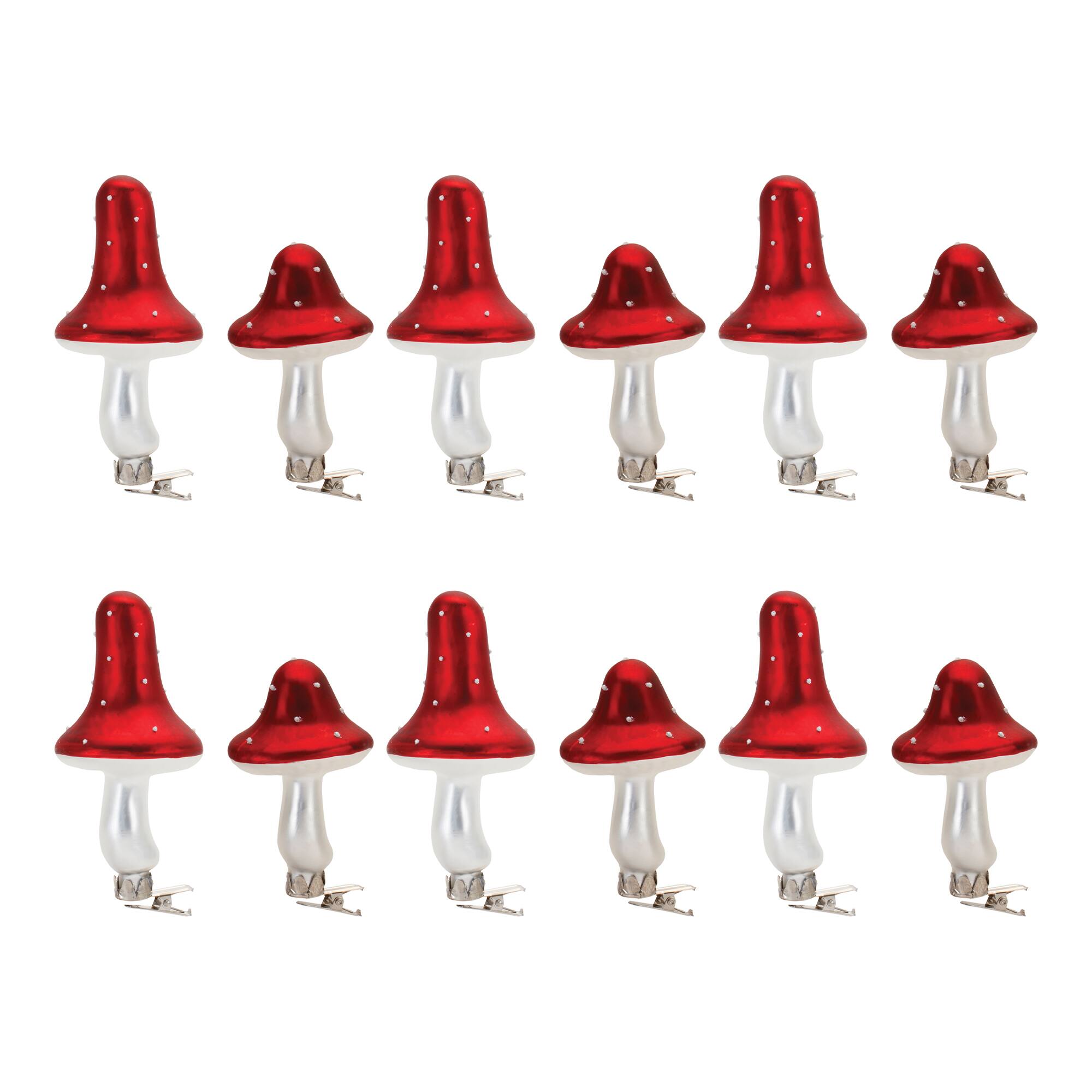 Frost Glass Mushroom Clip Ornaments Set